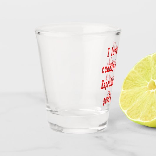 Ik hou van kleine knuffeldieren in een goede jus r shot glas (Links)