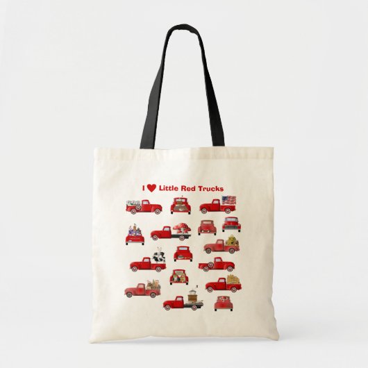 Ik hou van kleine rode vrachtwagens tote bag (Voorkant)