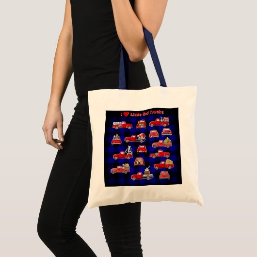 Ik hou van kleine rode vrachtwagens tote bag (Voorkant (product))