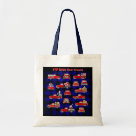 Ik hou van kleine rode vrachtwagens tote bag