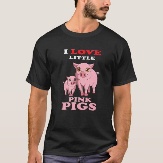 Ik hou van kleine roze pruiken twee roze stekelsta t-shirt (Voorkant)