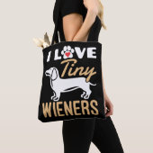 Ik hou van kleine wieners grappige teckel hond tote bag (Dichtbij)