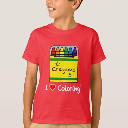 Ik hou van kleuren met Crayons T-shirt (Voorkant)