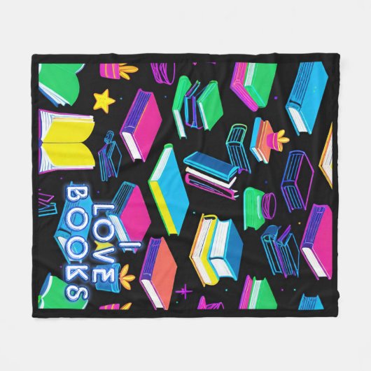 Ik hou van kleurrijke boeken fleece deken (Voorkant (Horizontaal))