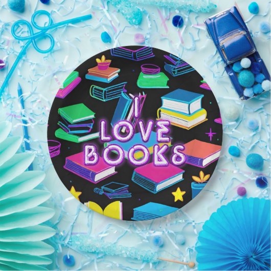 Ik hou van kleurrijke boeken papieren bordje (Feest)