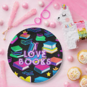Ik hou van kleurrijke boeken papieren bordje (Feest)