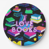 Ik hou van kleurrijke boeken papieren bordje (Voorkant)