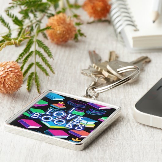 Ik hou van kleurrijke boeken sleutelhanger (Zijkant)