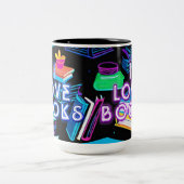 Ik hou van kleurrijke boeken tweekleurige koffiemok (Center)