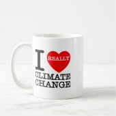 Ik hou van klimaatverandering hartverwarmend, grap koffiemok (Links)