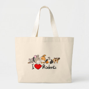 Ik hou van knaagdieren schattige cartoon grote tote bag