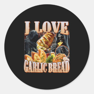 Ik hou van knoflook brood skelet grappige meme raa ronde sticker