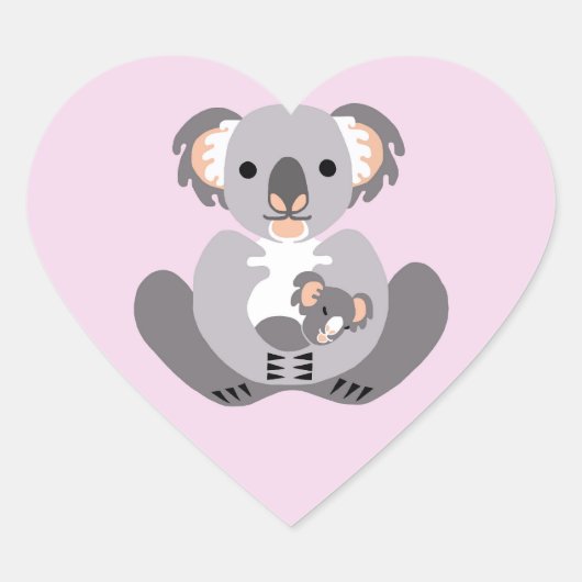 Ik hou van KOALA BEREN - Dierenvriend -Natuur -Roz Hart Sticker (Voorkant)