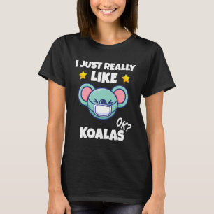 Ik hou van Koalas Koala die een Face Mas heeft. T-shirt