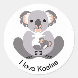 Ik hou van KOALAS - Marsupial - Aussie Wildlife -  Ronde Sticker