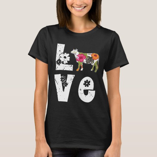 Ik Hou Van Koeien Bloem T-shirt (Voorkant)