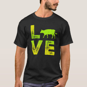 Ik hou van koeien boerderij koe minnende jongens m t-shirt