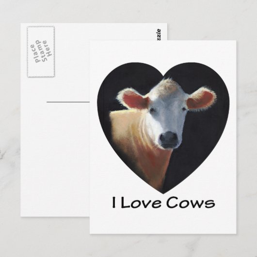 Ik hou van koeien: Bruine koolstof in oliepastel Briefkaart (Voorkant / Achterkant)