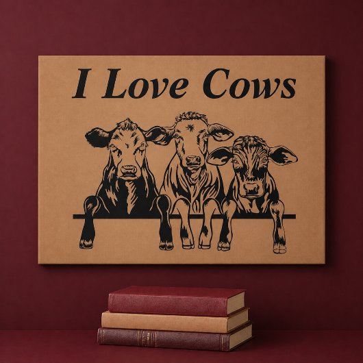 Ik hou van koeien canvas afdruk