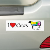 Ik hou van koeien. . . Elk deel Bumpersticker (Op auto)