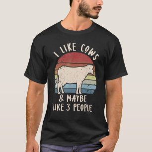 Ik hou van Koeien en misschien 3 mensen  Koe Lady  T-shirt