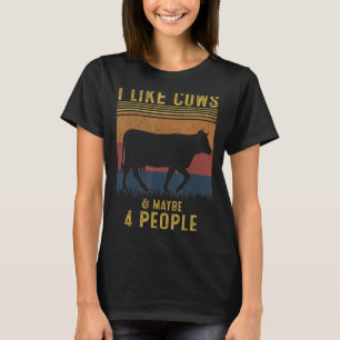 Ik hou van Koeien en misschien 4 mensen Koe Boerde T-shirt