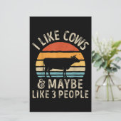 Ik hou van Koeien en misschien als 3 mensen Koe Bo Briefpapier (Staand voorkant)