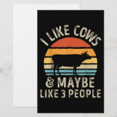 Ik hou van Koeien en misschien als 3 mensen Koe Bo Briefpapier (Voorkant / Achterkant)
