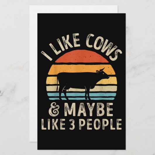 Ik hou van Koeien en misschien als 3 mensen Koe Bo Briefpapier (Voorkant / Achterkant)