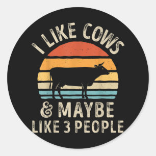 Ik hou van Koeien en misschien als 3 mensen Koe Bo Ronde Sticker