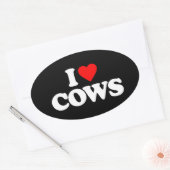 Ik hou van KOEIEN Ovale Sticker (Envelop)