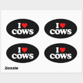 Ik hou van KOEIEN Ovale Sticker (Vel)