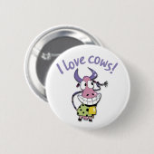 Ik hou van koeien! ronde button 5,7 cm (Voorkant /achterkant)