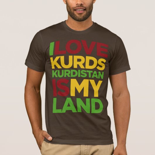 Ik hou van Koerden en Koerdistan T-shirt (Voorkant)