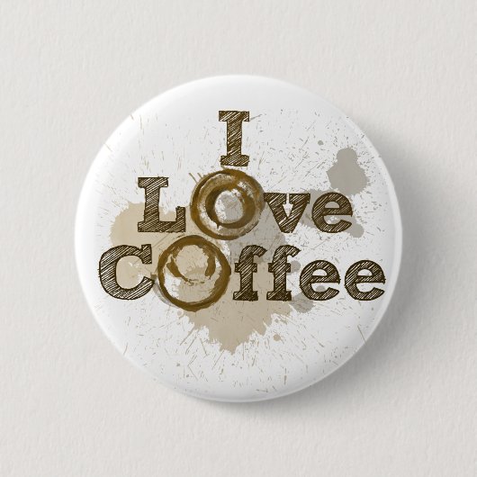 Ik hou van koffie art cafeïne ronde button 5,7 cm (Voorkant)