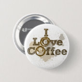 Ik hou van koffie art cafeïne ronde button 5,7 cm (Voorkant /achterkant)