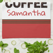Ik hou van koffie café hart naam bruin rood modern theedoek (Gevouwen)