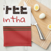 Ik hou van koffie café hart naam bruin rood modern theedoek (Quarter Fold)