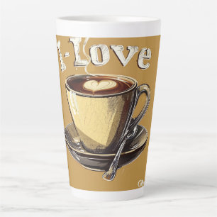 Ik hou van koffie digitale kunst latte mok