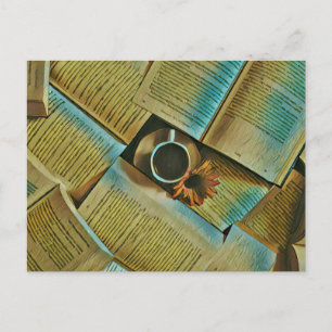 Ik hou van koffie en boeken briefkaart