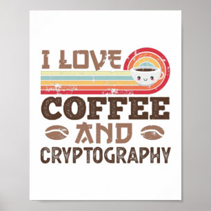 Ik hou van koffie en cryptografie Retro Sunset Gif Poster