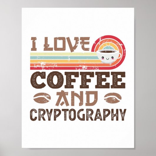 Ik hou van koffie en cryptografie Retro Sunset Gif Poster (Voorkant)