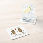 Ik hou van koffie en ik hou van jou kartonnen onderzetters (Insitu)