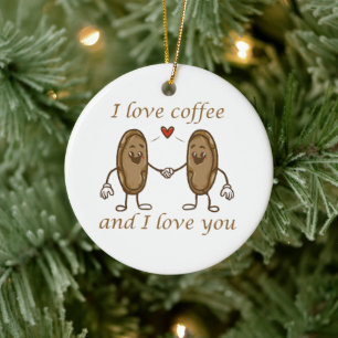 Ik hou van koffie en ik hou van jou keramisch ornament