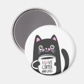 Ik hou van koffie en katten - Kies achtergrondkleu Magneet (Voorkant / Achterkant)