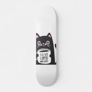 Ik hou van koffie en katten - Kies achtergrondkleu Persoonlijk Skateboard