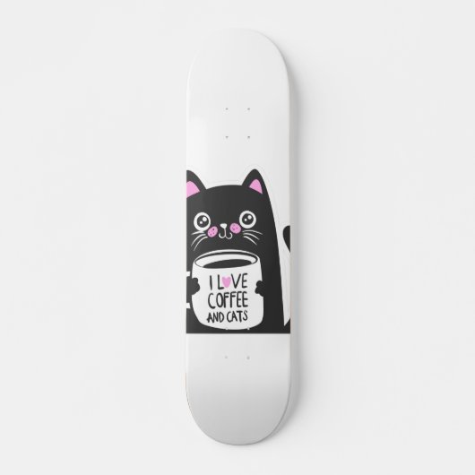 Ik hou van koffie en katten - Kies achtergrondkleu Persoonlijk Skateboard (Voorkant)