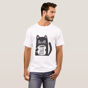 Ik hou van koffie en katten - Kies achtergrondkleu T-shirt