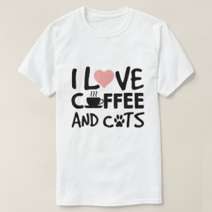 Ik hou van koffie en katten t-shirt