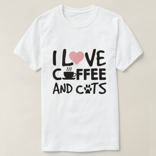 Ik hou van koffie en katten t-shirt (Design voorkant)